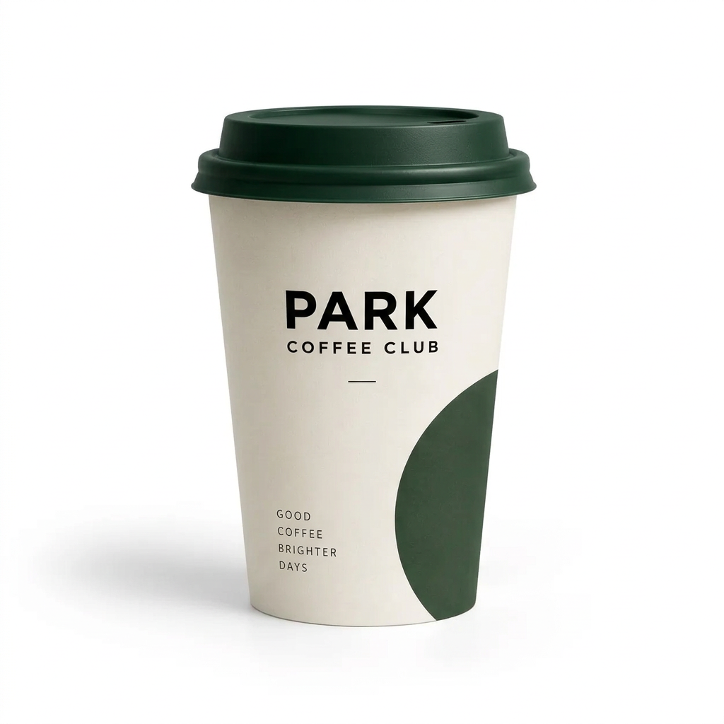 Custom-printed paper coffee cup