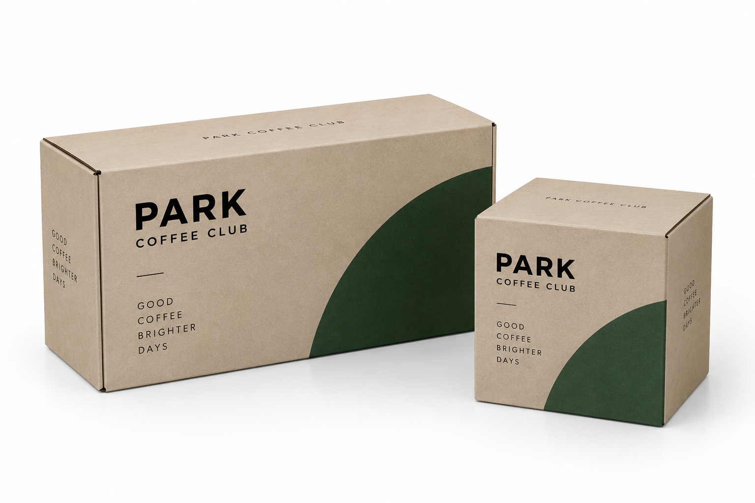 Two custom-printed kraft packaging boxes in different sizes