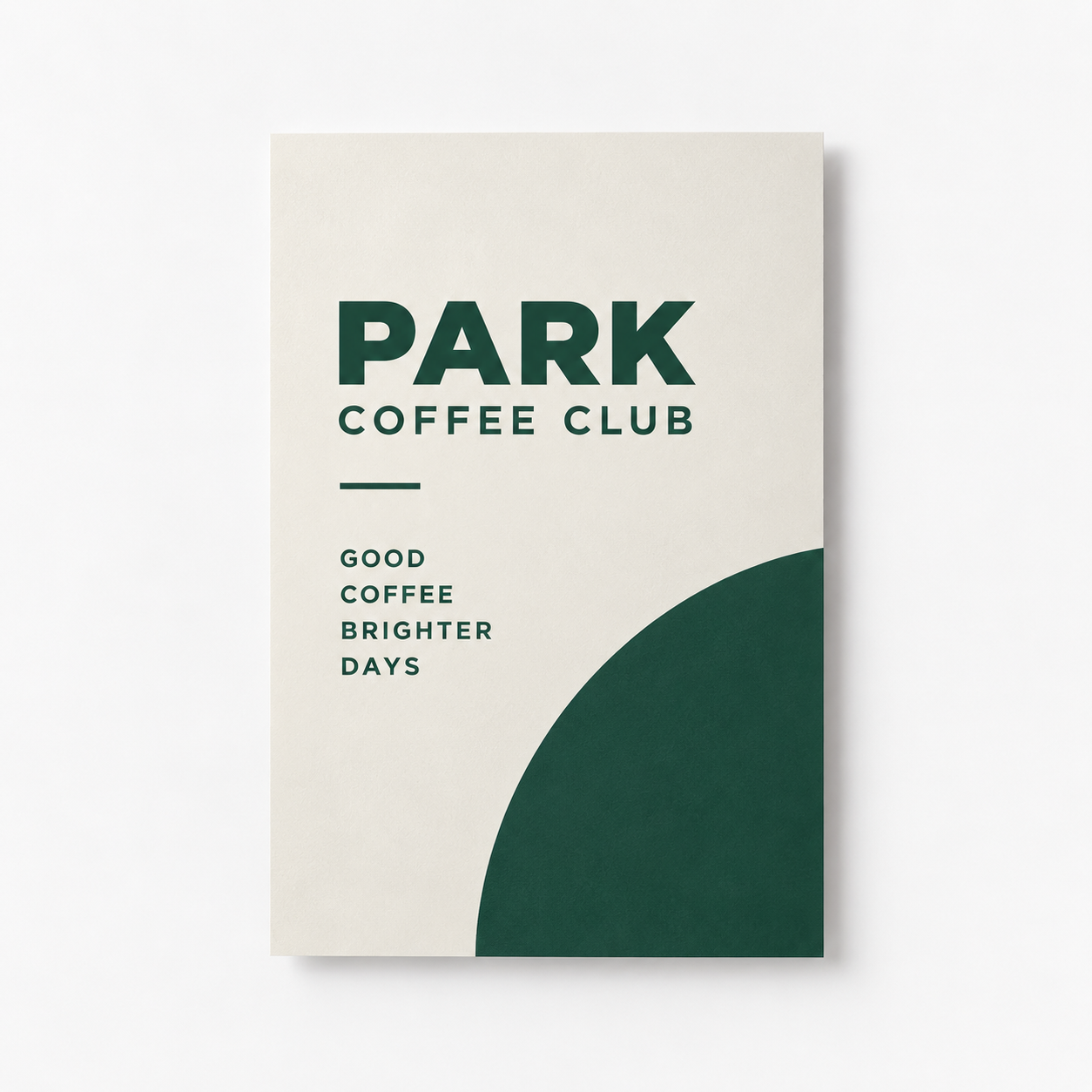 Cream promotional café poster with dark green branding