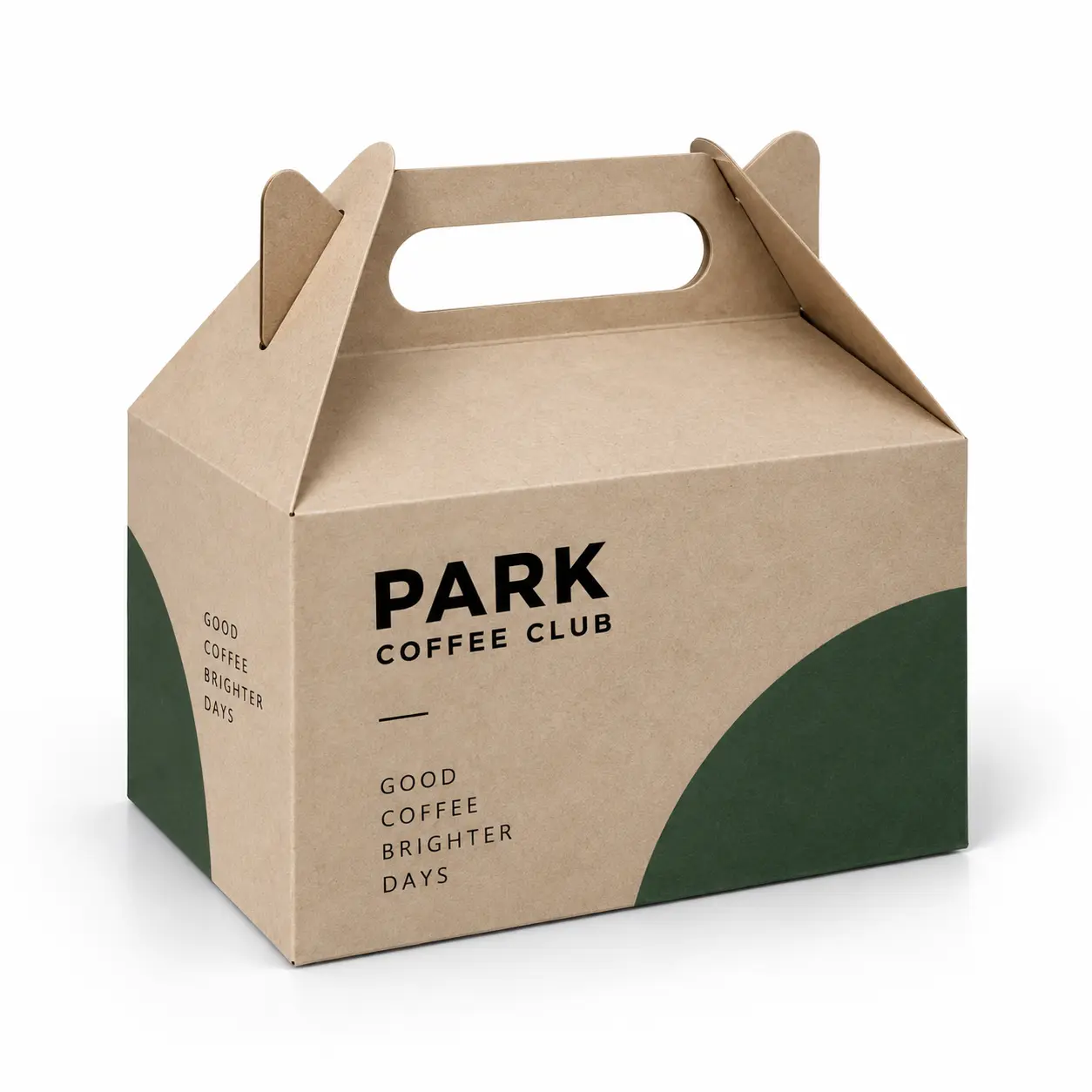 Custom-printed kraft catering box with an integrated carry handle