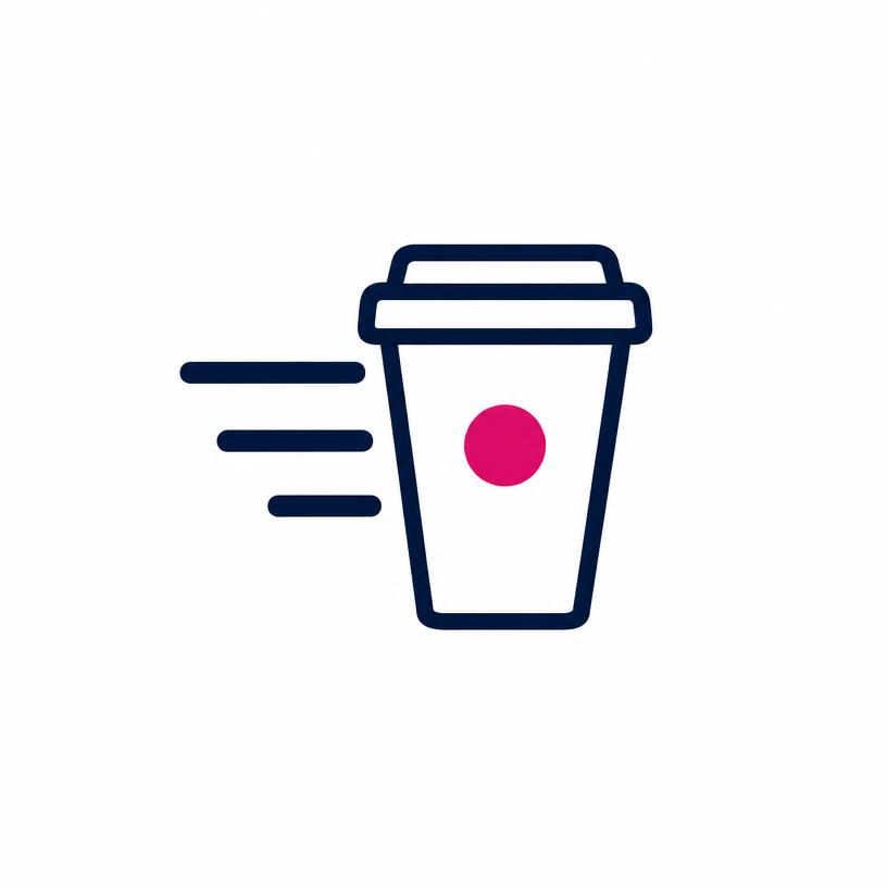 Branded cup with motion lines