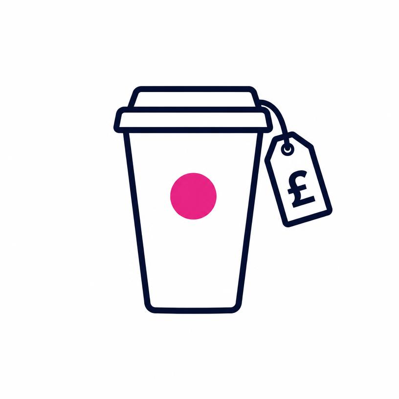 Branded cup with a pound price tag